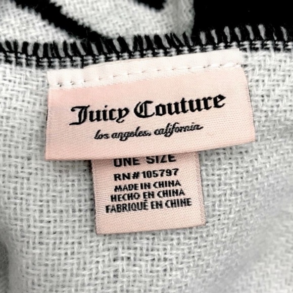Juicy Couture soft acrylic logo cold weather knit scarf/wrap black & white NWT! - Picture 5 of 6